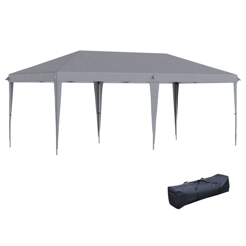 Outsunny 10' x 20' Pop Up Canopy Tent, Heavy Duty Tents for Parties, Outdoor Instant Gazebo Sun Shade Shelter with Carry Bag, for Catering, Events, Wedding, Backyard BBQ, Gray