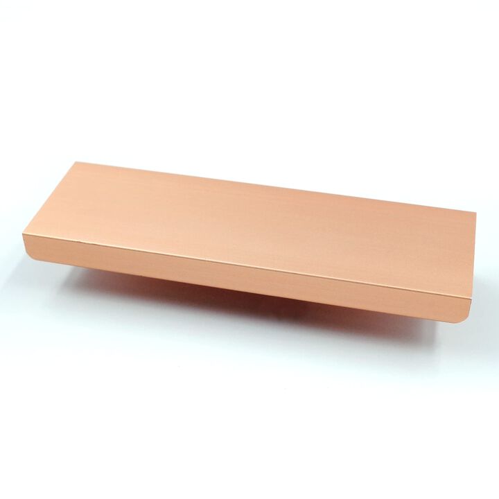 Jetland Cabinets Drawers Edge Pulls - 10-Pack, 4"" Overall Length, Brushed Rose Gold, Concealed Tab Pulls for Kitchen Garage Cab