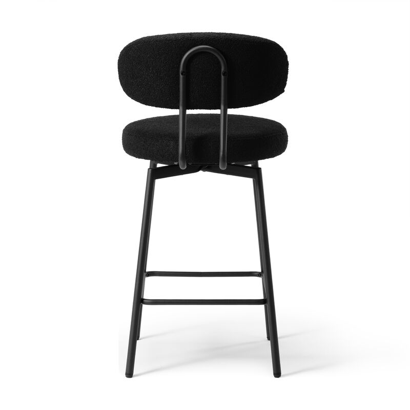 WestinTrends Modern Upholstered Sherpa Fabric Counter Height Bar Stools with Back (Set of 2) image number 4
