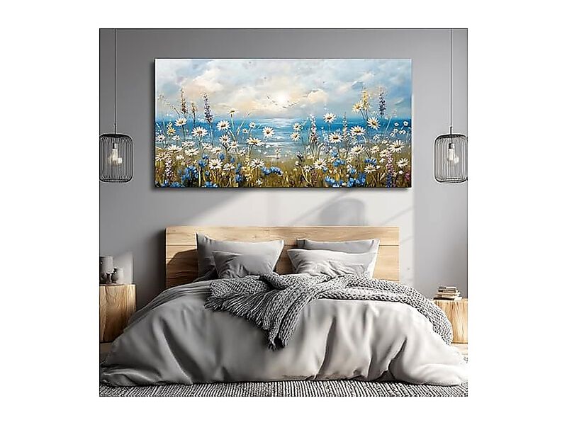 Canvas Wall Art Living Room Decor Bedroom Office Modern Hotel White Flower image number 2