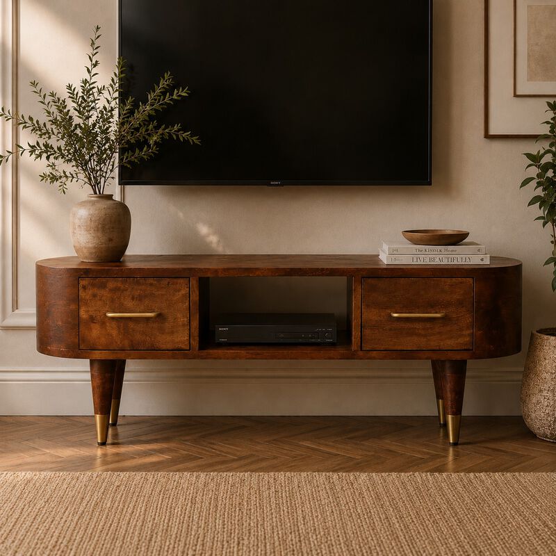 Artisan Furniture Solid Wood Valenza Media Unit, Brown image number 1