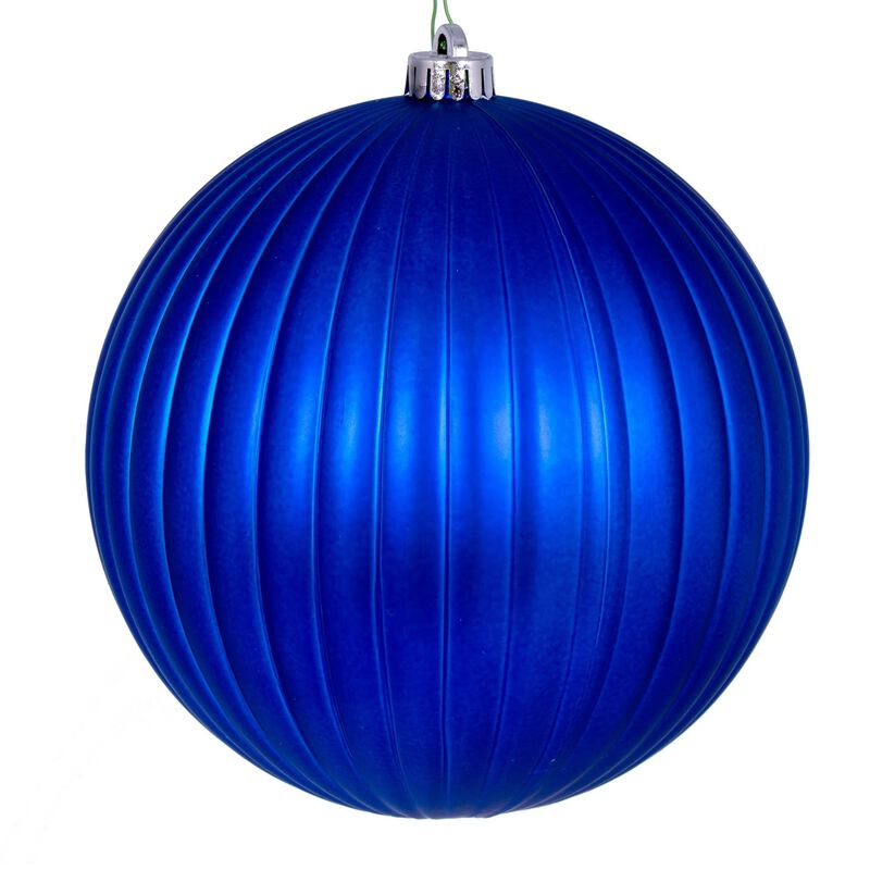 Vickerman Blue Matte Lined Ball Ornament 1 per Bag. image number 0