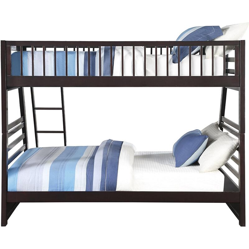 Wooden TwinXL/Queen Bunk Bed with Drawers, Espresso Brown image number 4