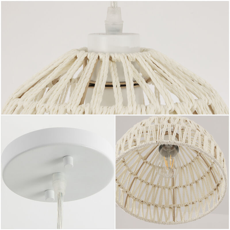 Campana Bohemian Modern Woven Rattaniron LED Pendant