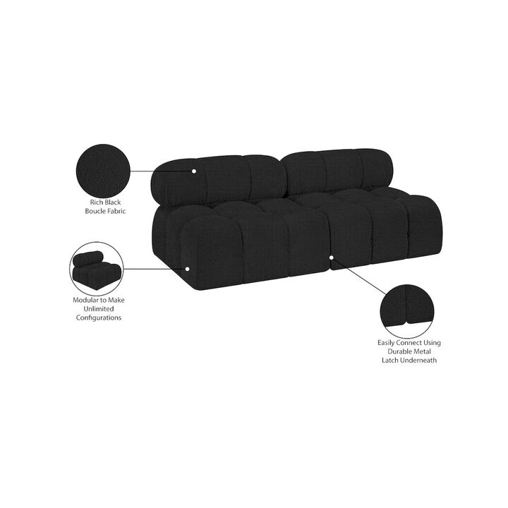 Meridian Furniture Ames Black Boucle Fabric Modular Sofa