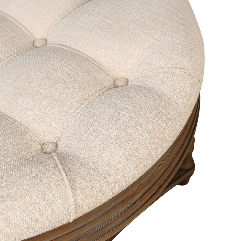 GOODSILO Large Round Waterproof Storage Ottoman Coffee Table with Button Tufted Design image number 6