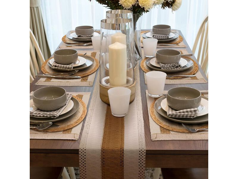 Boho Table Runner Placemat and Napkin Ring Set image number 3