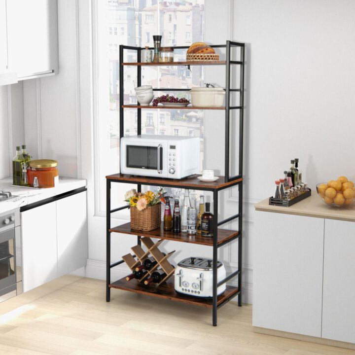 Hivago 5-Tier Kitchen Bakers Rack with Hutch and Open Shelves