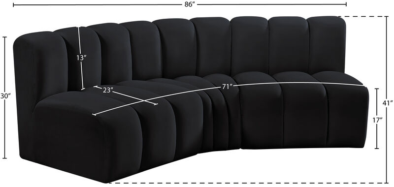 Meridian Furniture Arc Black Velvet Modular Sofa image number 8