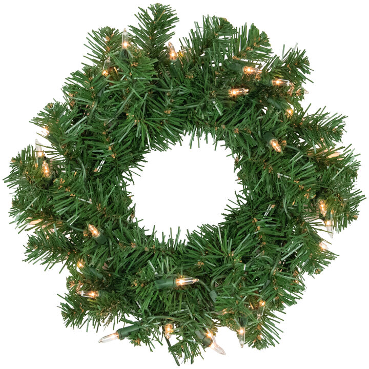 Deluxe Dorchester Pine Artificial Christmas Wreath  16-Inch  Clear Lights