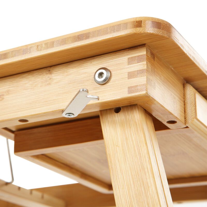 Multi-Function Lap Desk Table with Adjustable Tilting Top and Storage Drawer - Foldable Bamboo Wood Bed Tray image number 5