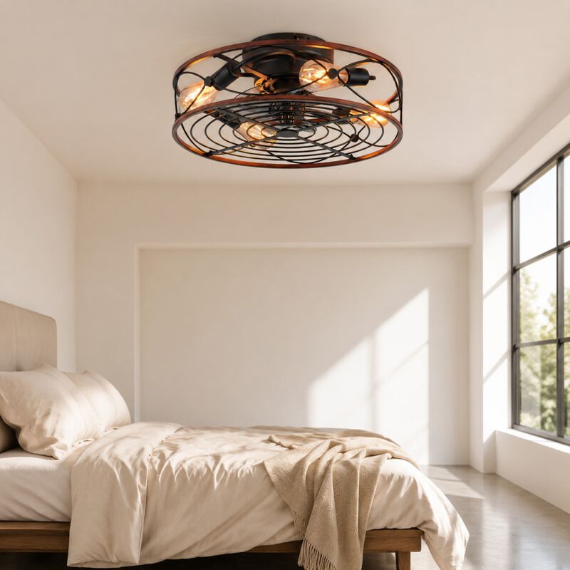 Caged Flush Mount Ceiling Fan image number 2