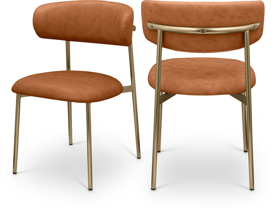 Meridian Furniture Lupita Cognac Vegan Leather Dining Chair, Set of 2