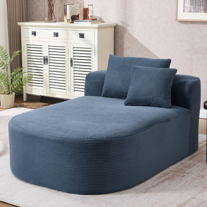 GOODSILO Oversized Corduroy Chaise Lounge Convertible Sleeper Sofa Deep Seat Indoor Lounge Chair for Living Room with Soft Pillows Multi-Purpose Comfortable Relaxation Furniture