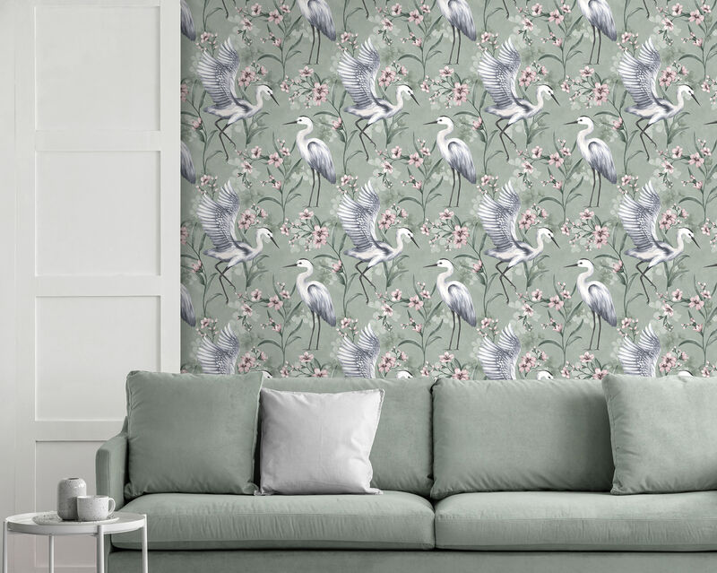 Simonetta Seafoam Heron Wallpaper image number 2