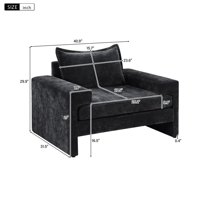 Merax Oversized Chenille Upholstered Accent Chair