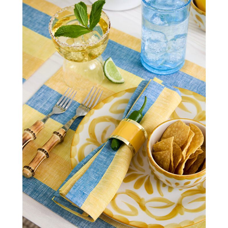 Solino Home Cabana Stripe 100% Linen Dinner Napkins &ndash; Set of 4, 20 x 20 in, Machine Washable, Holiday and Everyday Dining
