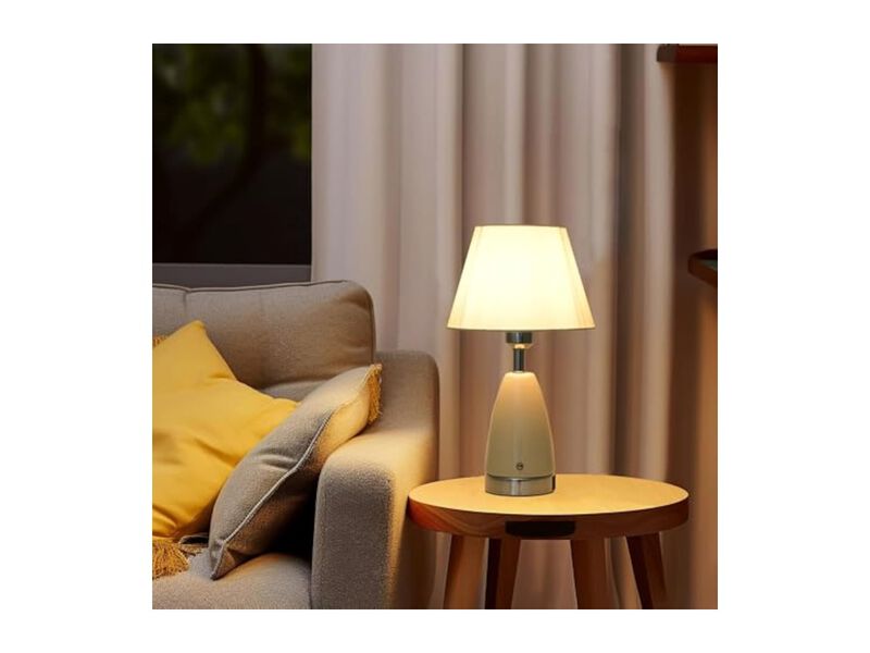 Dimmable Farmhouse Ceramic Fabric Table Lamp For Living Room Bedroom Nightstand image number 1