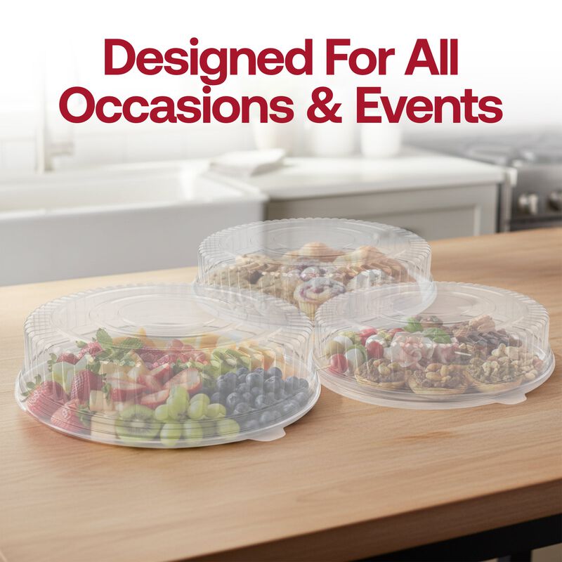 12" Clear Round Plastic Trays with Lids (25 Sets) image number 6