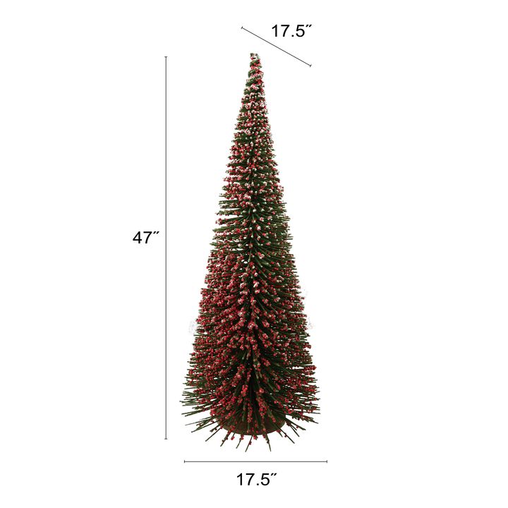 Willow Wood Flocked Tree with Faux Berries, Sugar Red & Green