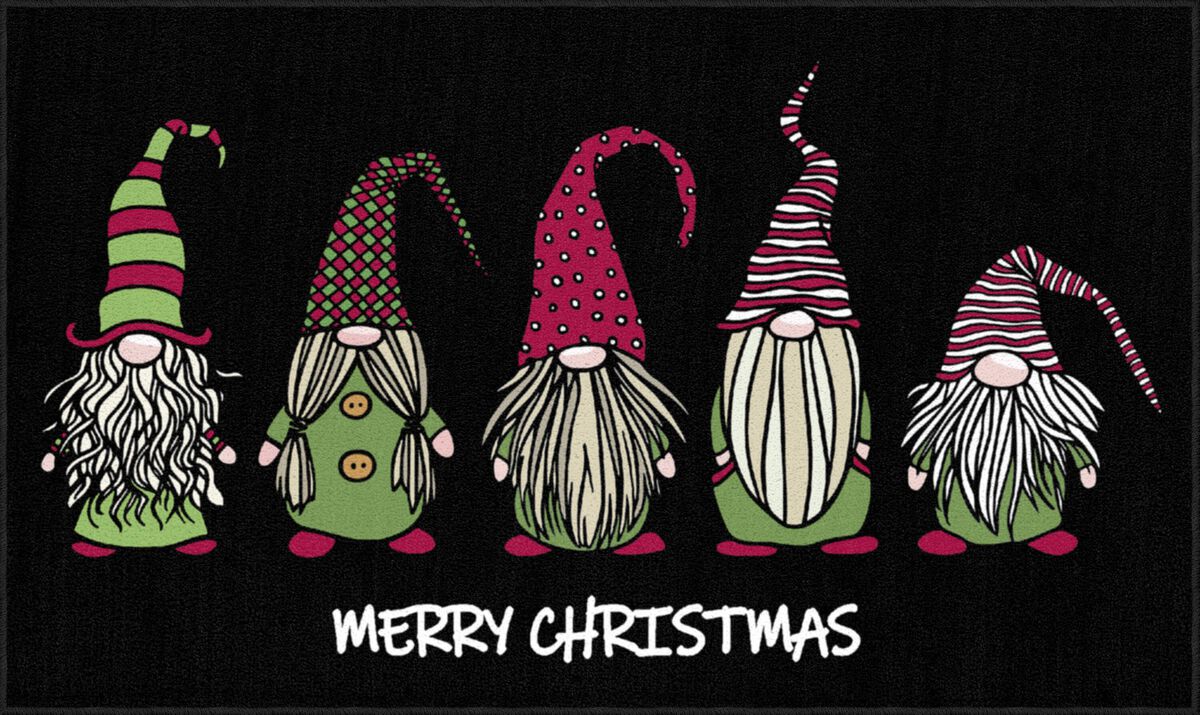 Christmas Gnomes Black 2' 6" x 4' 2" Kitchen Mat
