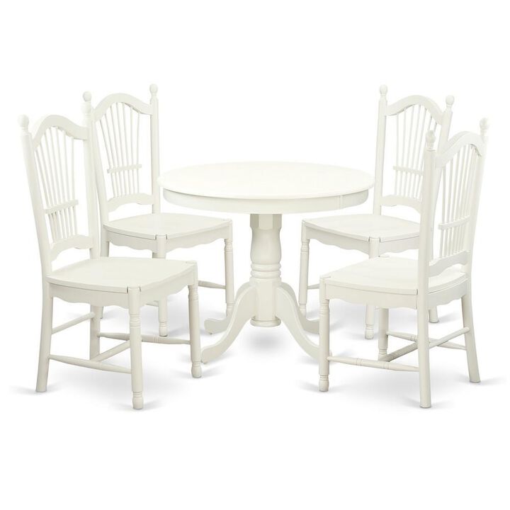 5 Pc set with a Round Small Table and 4 Wood Dinette Chairss.