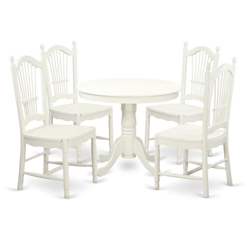 5 Pc set with a Round Small Table and 4 Wood Dinette Chairss.