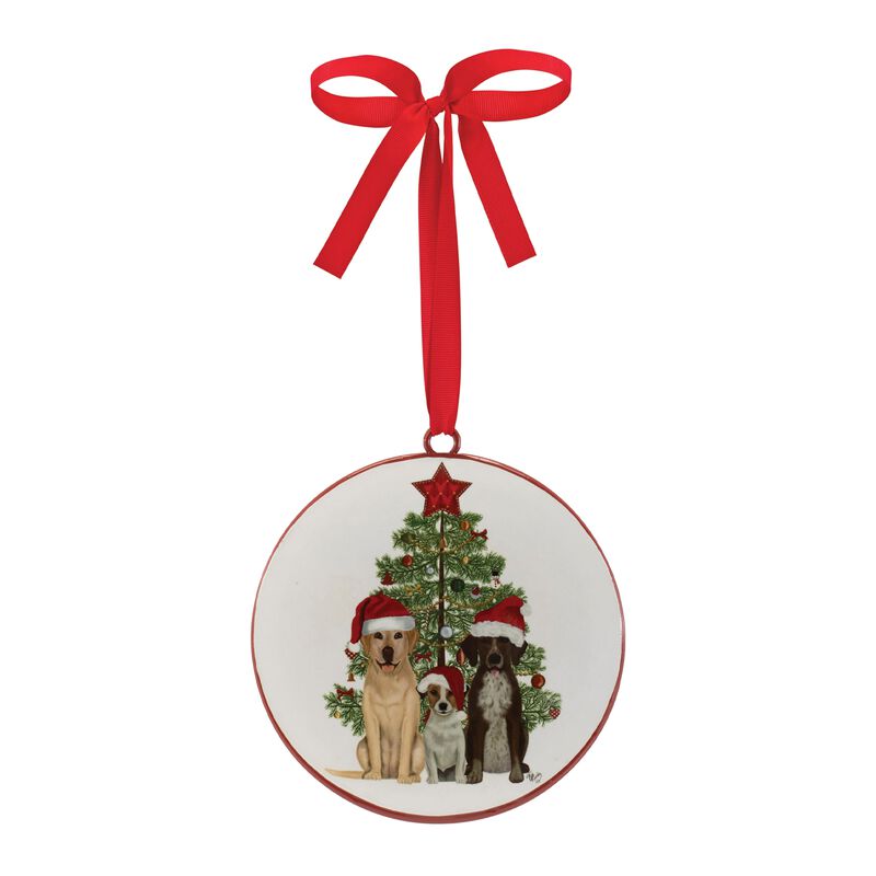 Set of 12 Dog Christmas Disc Ornaments – Festive Holiday Tree Decor Featuring Dogs and Christmas Trees
