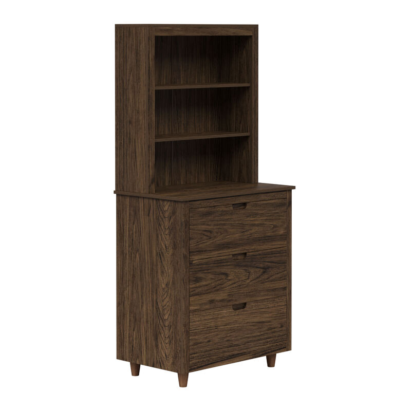 Teamson Home Ellery Freestanding Hutch Cabinet with Open Shelves & Drawers, Walnut image number 3