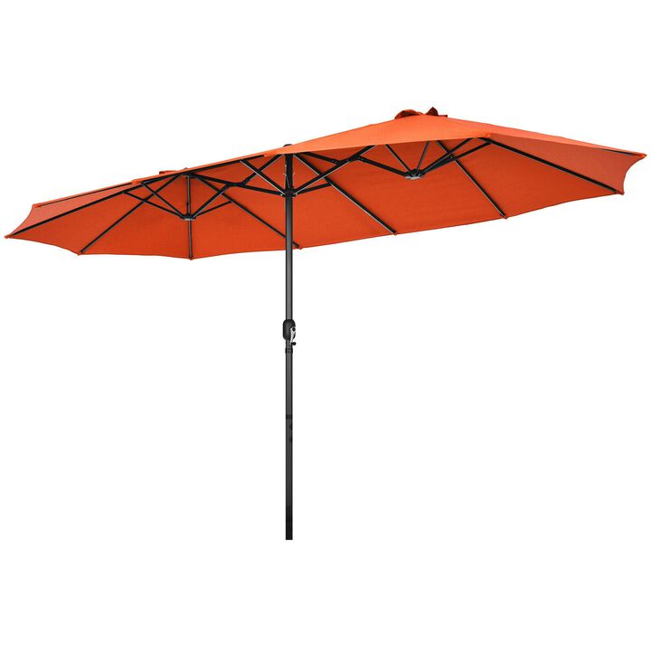 Extra-Wide Patio Umbrella &ndash; Dual Canopy with Crank Lift for Backyard or Garden