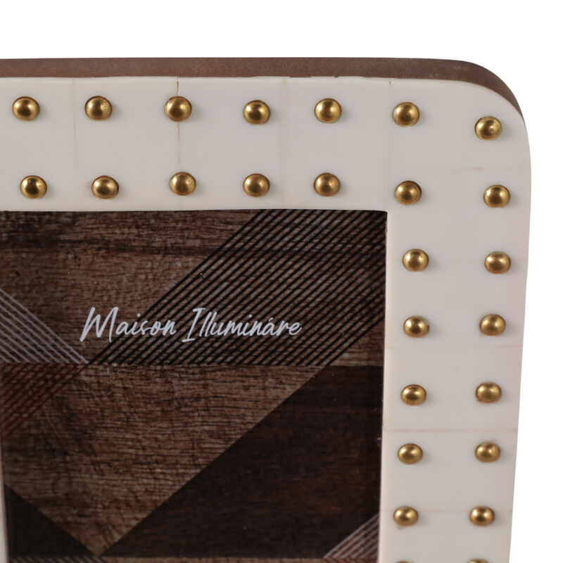 4x6" Brass Dot Border Photo Frame, Ivory/ Gold image number 5