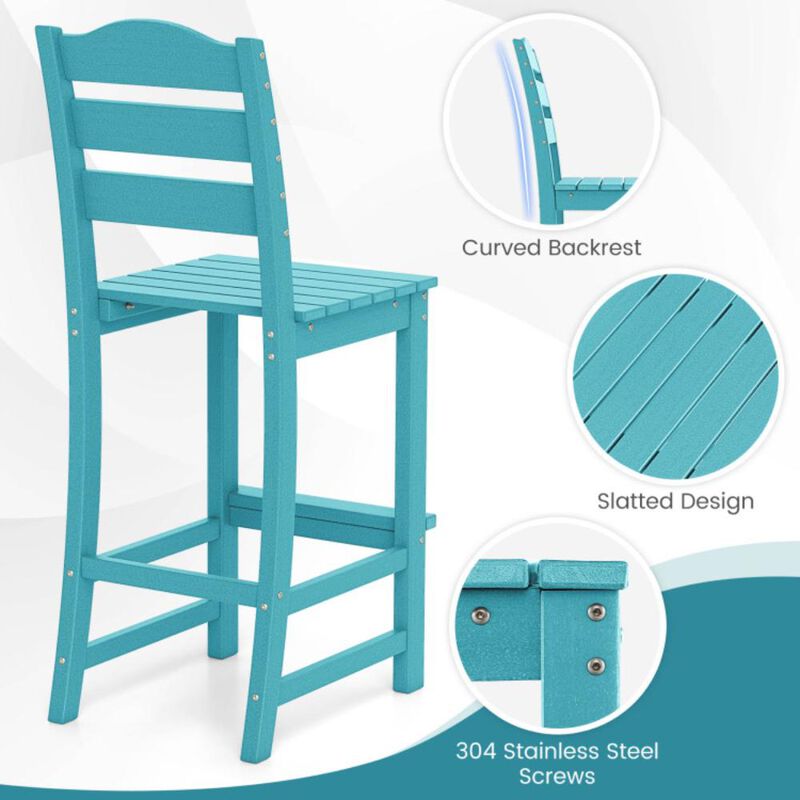 Hivvago Counter Height HDPE Bar Stool with Backrest and Footrest