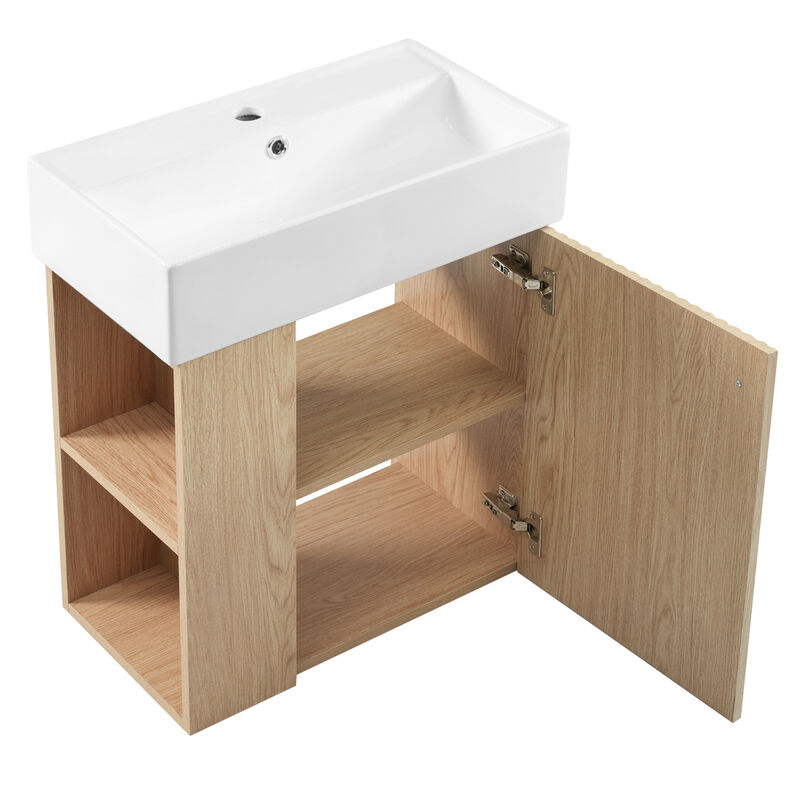 ELEMENT ACE Compact Floating Bathroom Vanity with Ceramic Basin - Space Saving Modern Design image number 9