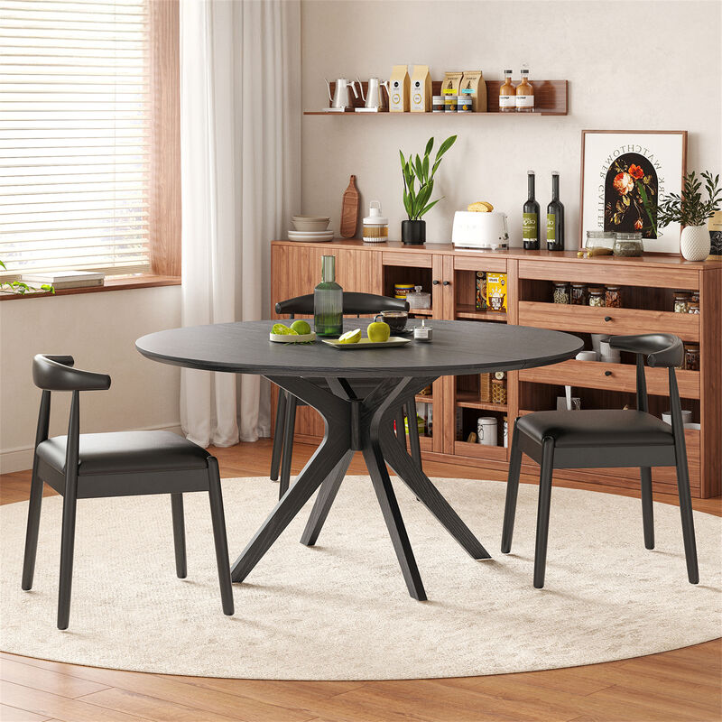47.2" Solid Wood Round Dining Kitchen Table with Intersecting Pedestal Base image number 6