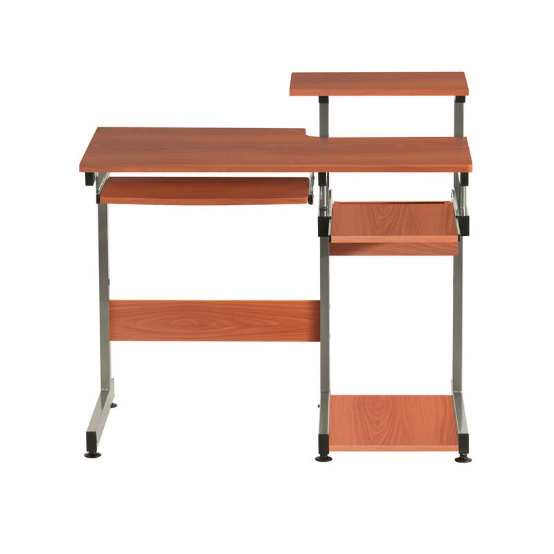 HomeRoots 38" Oak and Silver Wood and Steel Sled Computer Desk image number 2