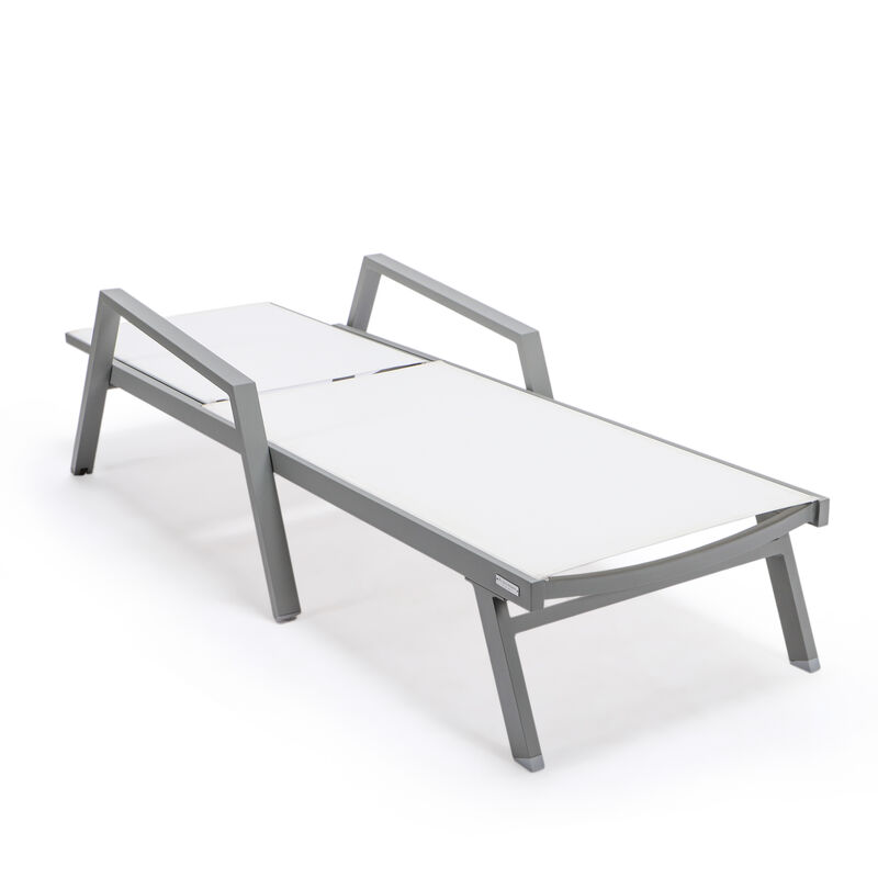 LeisureMod Marlin Poolside Outdoor Patio Lawn and Garden Modern Powder Coated Aluminum Frame Suntan Sling Chaise Lounge Chair with Armrests, Set of 2 image number 4
