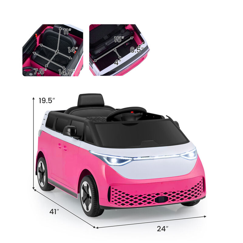 Kids 12V Electric Ride On Bus with LED Lights and Music for Garden Play image number 2