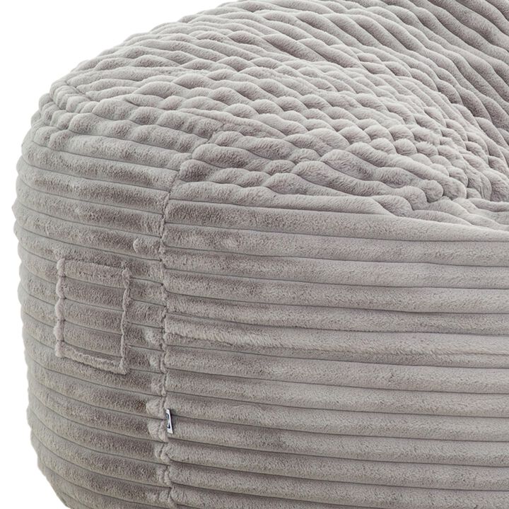 Sealy Oversized Bean Bag Chair, Gray Faux Fur Cover Shredded Foam Fill - Benzara