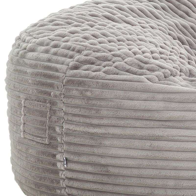 Sealy Oversized Bean Bag Chair, Gray Faux Fur Cover Shredded Foam Fill - Benzara image number 1