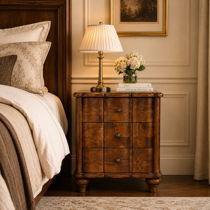 Artisan Furniture Solid Wood Lume Panel Bedside Table, Brown