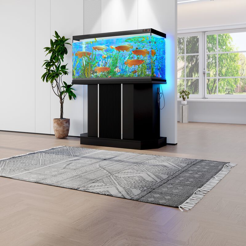 Whisen 55-75 Gallon Fish Tank Stand, Reptile Terrarium Stand, with Power Outlet, Cabinet and Shelf image number 3