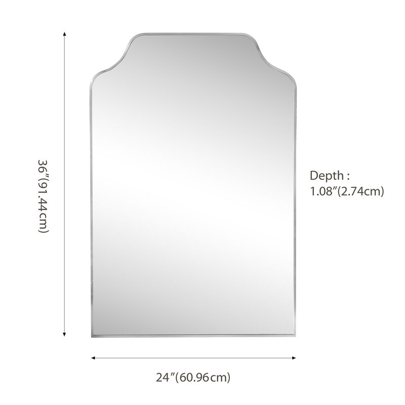 Lindie Medium Scalloped-Top Metal Framed Wall Mounted Mirror