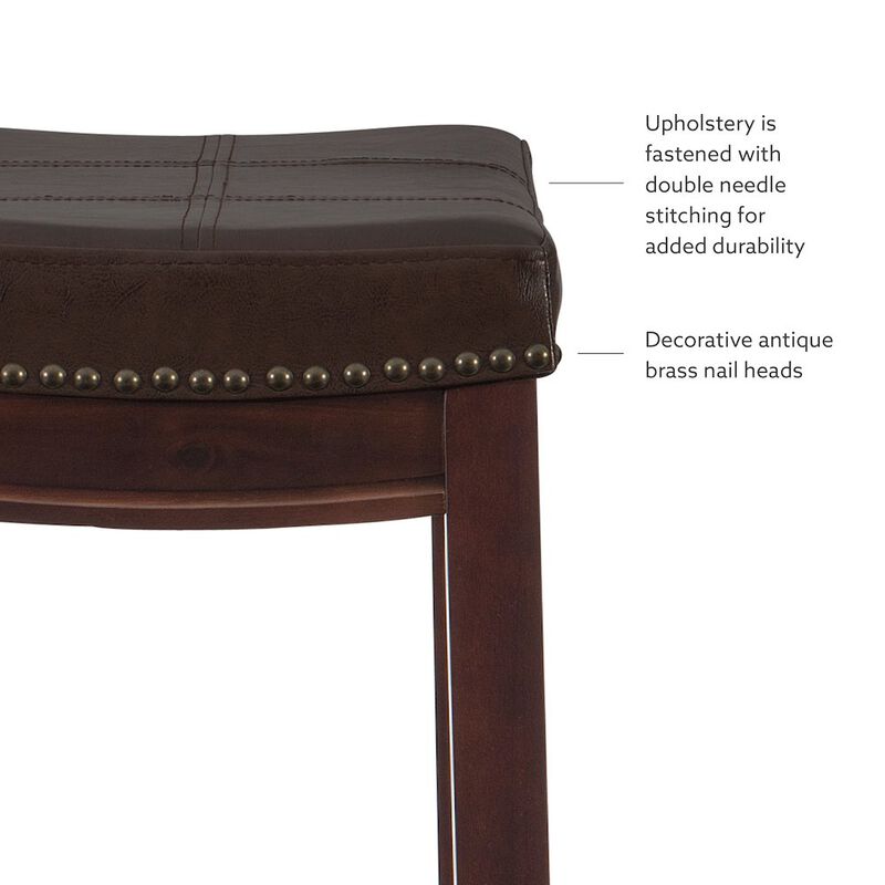Linon Classic Bar Stool with Faux Leather Padded Seat image number 5