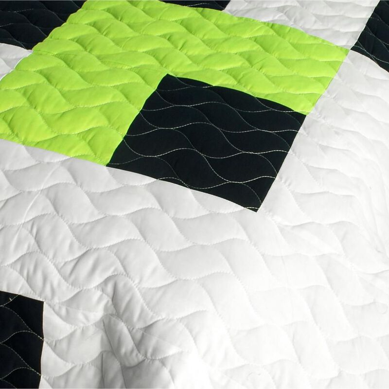 Vermicelli Quilted Geometric Quilt Set Tetris C Style for Full Beds image number 2