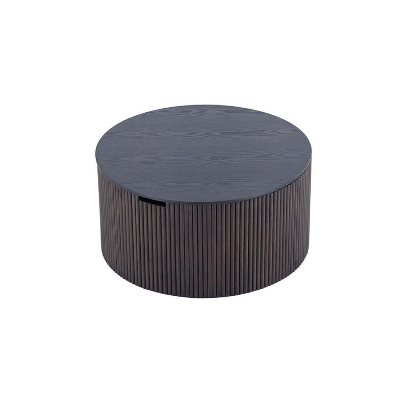 Handmade Round Coffee Table side Table End Table, Fraxinus mandshurica +MDF, Smoky Color, 27.55inch x 13.77inch