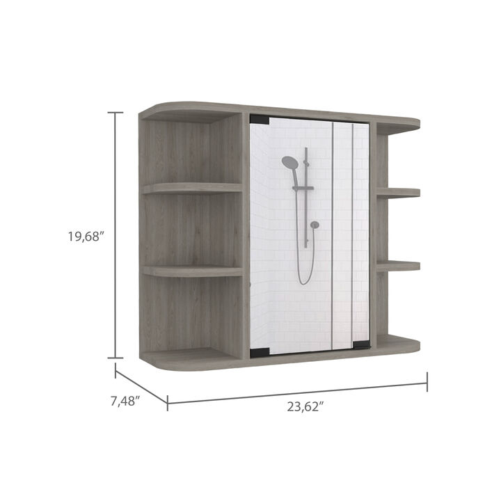 Roseburg 6-Shelf Medicine Cabinet with Mirror Light Grey