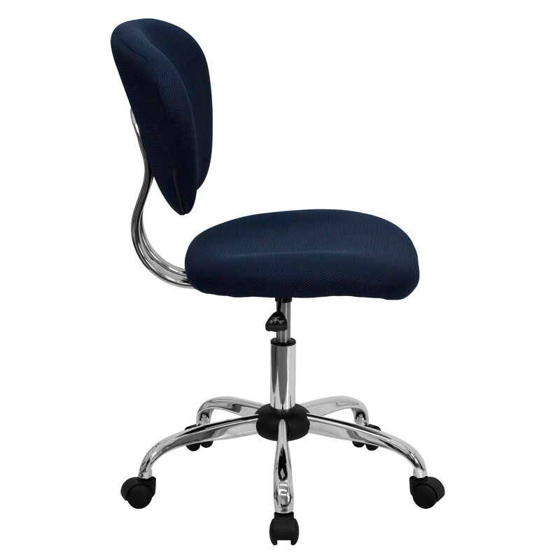Beverly Mid-Back Navy Mesh Padded Swivel Task Office Chair with Chrome Base image number 9