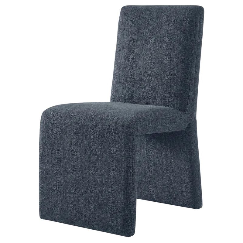 Wooden Upholstered Dining Side Chair with Cushioned Seat, Slate Blue image number 1