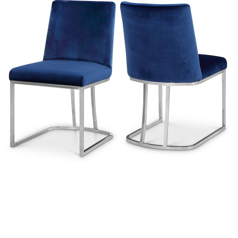 Meridian Furniture Heidi Navy Velvet Dining Chair, Set of 2