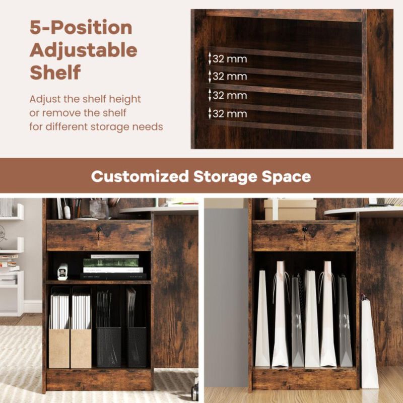 Hivvago Modern Reception Desk Front Counter Desk with Oval Tabletop